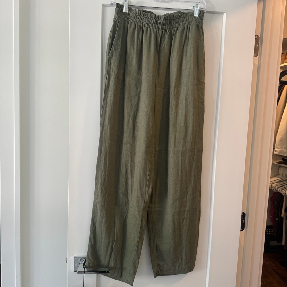 LNA olive linen pants